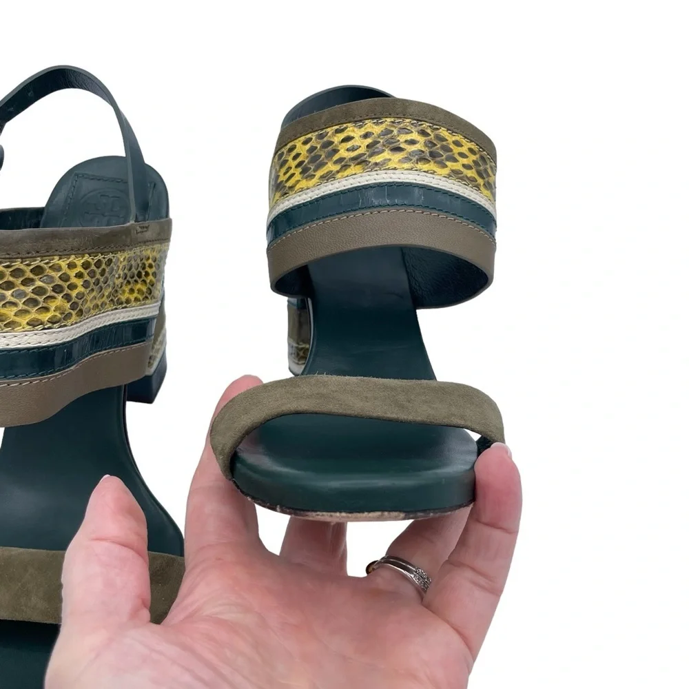 Tory Burch Edina Slingback Sandals 7 Green